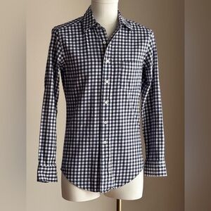 American Apparel Plaid Flannel Shirt Mens XXS Long-sleeve Button-up White Blue